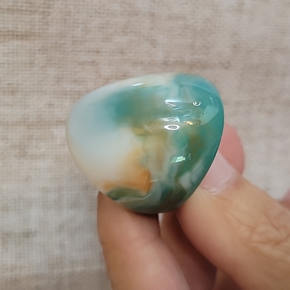 TEAL AND ORANGE SWIRL BOLD DOME RING - Picture 4 of 7